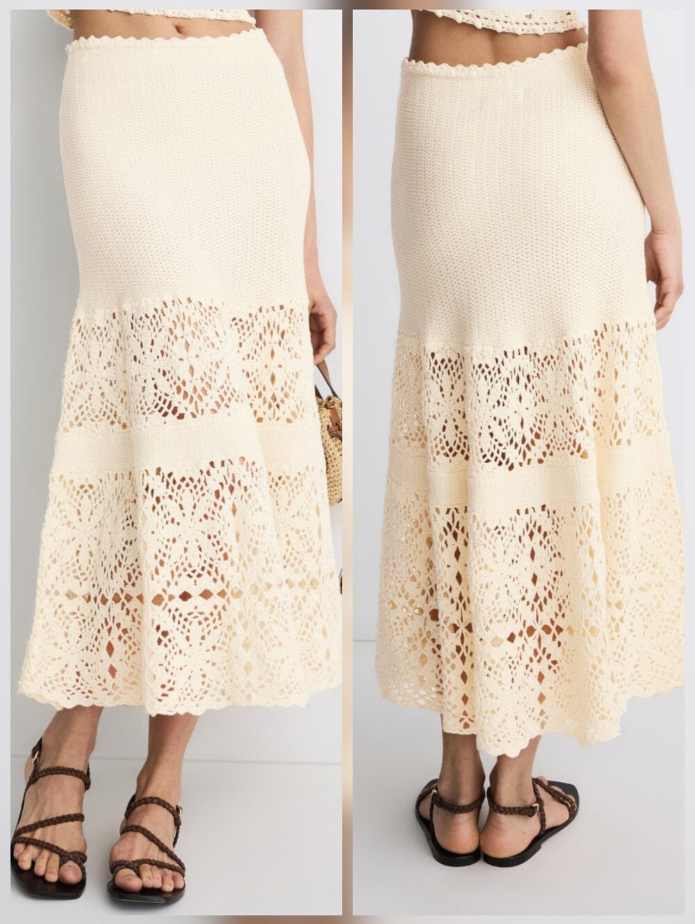 Adam Lippes Crochet Midi Skirt Cotton Size M